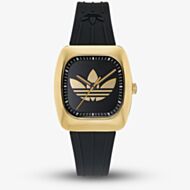Adidas Retro Wave One Gold Tone Black Strap Watch AOSY260012I