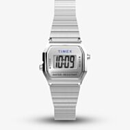 Timex Ladies T80 Teeny Tiny Silver Digital Watch TW2Y46500