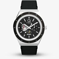 Timex x NASA Mens Q Space Black Leather Strap Watch TW2Y56800