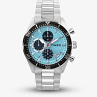 Timex Mens Ridgefield Chronograph Light Blue Bracelet Watch TW2Y62200