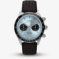Timex Mens Waterbury Heritage Blue Chronograph Dial Brown Leather Strap Watch TW2Y70600