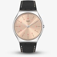 Swatch Smart Stitch Black Leather Strap Watch SS07S118