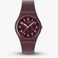 Swatch Essentials Thru The Crown Glass Burgundy Watch SO28R115