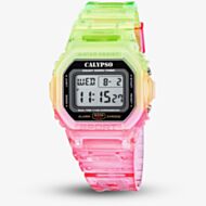 Calypso Unisex Colour Splash Yellow Pink Gradient Digital Watch K5874/4