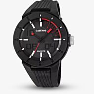 Calypso Mens Street Style Black Rubber Strap Watch K5629/2