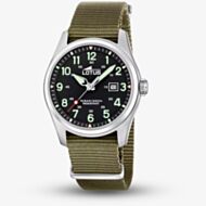 Lotus Mens Minimalist Black Dial Green Fabric Strap Watch L19055/4