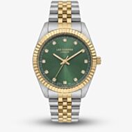 Lee Cooper Ladies Green Crystal Dial Two Tone Bracelet Watch LC08400.270