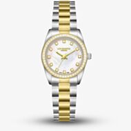 Lee Cooper Ladies White Mother of Pearl Crystal Dial Two Tone Bracelet Watch LC08155.220