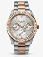 Sekonda Ladies Two Tone Silver Tone Day Date Crystal Bracelet Watch 2162