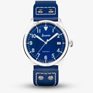 Accurist Mens Aviation Blue Leather Strap Watch 76001