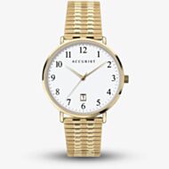 Accurist Mens Gold Plated White Dial Watch 7372