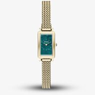 Skagen Ladies Hagen Micro Two-Hand Green Dial Gold-Tone Mesh Bracelet Watch SKW3186