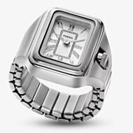 Fossil Ladies Raquel Silver Tone Rectangular Ring Watch ES5344