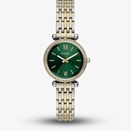 Fossil Ladies Carlie Two-Tone Green Dial Watch ES5439