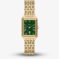 Fossil Ladies Raquel Gold Tone Green Dial Watch ES5452