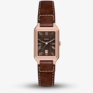 Fossil Ladies Raquel Brown Rectangle Dial Leather Strap Watch ES5503