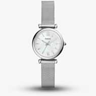 Fossil Ladies Carlie Mini Stainless Steel Mother Of Pearl Dial Mesh Strap Watch ES4432