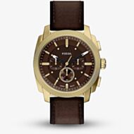 Fossil Mens Machine Chronograph Brown Dial Leather Strap Watch FS6188