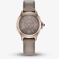 Citizen Ceci Eco Drive Rose Gold Tone Plated Brown Leather Watch EM1166-01Z