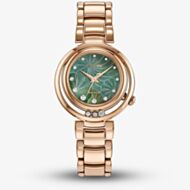 Citizen L Arcly Eco Drive Rose Gold Plated Diamond Floral Green Watch  EM1113-58Y