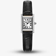 Citizen Ladies Fio Roma Eco-Drive Silver Rectangular Dial Black Leather Strap Watch EG2790-12A