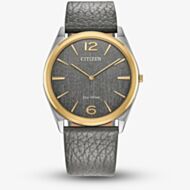 Citizen Mens Stiletto Grey Leather Strap Watch AR3124-07H