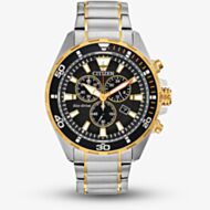 Citizen Mens Eco-Drive Chronograph Two Colour Bracelet Watch AT2434-54E