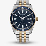 Citizen Mens Sport Blue Dial Two Tone Bracelet Watch AW1914-55L