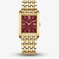 Citizen Mens Dress Classic Red Dial Rectangle Golden Bracelet Watch BJ6572-54X