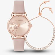 Ted Baker Fitzrovia Pink Sunray Dial & White Crystals Stars Watch BKGFW22189I