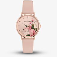 Ted Baker Rose Gold Printed Pink Dial Leather Watch BKPPHF3079I