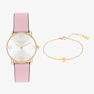 Coach Elliot Pink Watch Heart Bracelet Gift Set 14000137