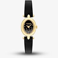 Coach Ladies Sammy Golden Oval Black Crystal Dial Leather Strap Watch 14504739