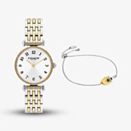 Coach Ladies Cary White Dial Two Tone Bracelet Watch & Two Tone C Bracelet Gift Set 14000140