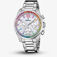 Festina Ladies Rainbow Multi Colour Zirconia Bezel Chronograph Watch F20606/2