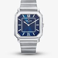 Orlam Mens Heritage Blue Square Dial Silver Bracelet Watch ORSSBHE006