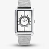 Orlam Mens Era White Rectangle Dial Mesh Bracelet Watch ORSSMEP004