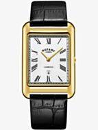 Rotary Mens Cambridge Gold Plated Rectangular Watch GS05283/01