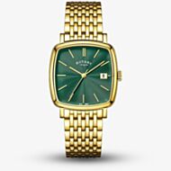 Rotary Mens Heritage Astoria Gold Plated Green Dial Watch RGB05308/24