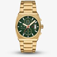 Armani Exchange Mens Oliver Green Dial Gold Tone Chronograph Watch AX2822