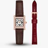 Emporio Armani Ladies Genni Brown & Red Interchangeable Leather Strap Watch AR80083SET