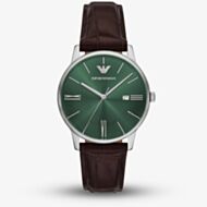 Emporio Armani Mens Minimalist Brown Leather Strap Watch AR11672