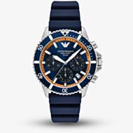 Emporio Armani Mens World Explorer Blue Solar Powered Chronograph Watch AR11696