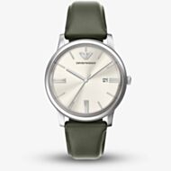 Emporio Armani Mens Minimalist Cream Dial Leather Strap Watch AR11811