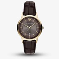 Emporio Armani Mens Archetipo Brown Dial Leather Strap Watch AR11824