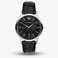 Emporio Armani Mens Archetipo Black Dial Leather Strap Watch AR11826