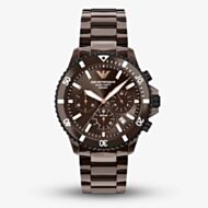 Emporio Armani Mens World Explorer Brown Chronograph Dial Bracelet Watch AR70025