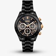 BOSS Ladies Novia Rose Gold Plated Ceramic Black Watch 1502633