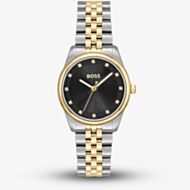 BOSS Ladies Graceful Two Tone Crystal Black Dial Watch 1502811