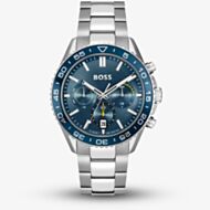 BOSS Mens Runner Stainless Steel & Blue Chronograph Watch